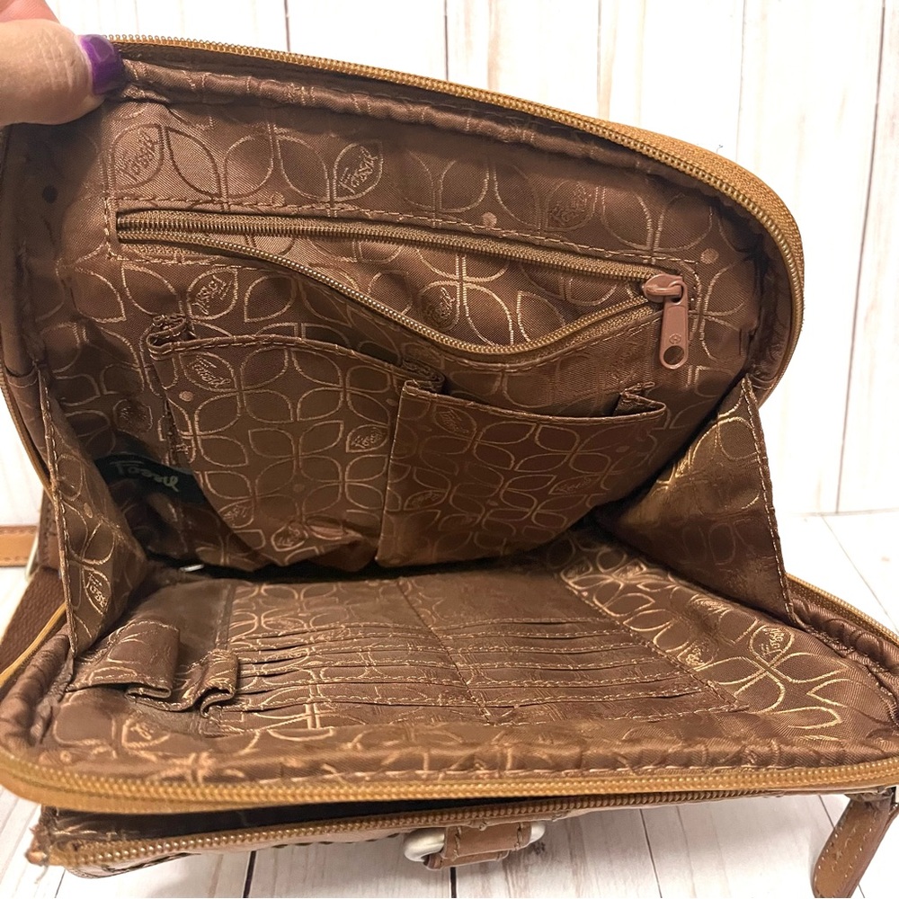 Fossil Y2K Brown Leather Crossbody Travel Multi Pocket Purse - Picture 4 of 13